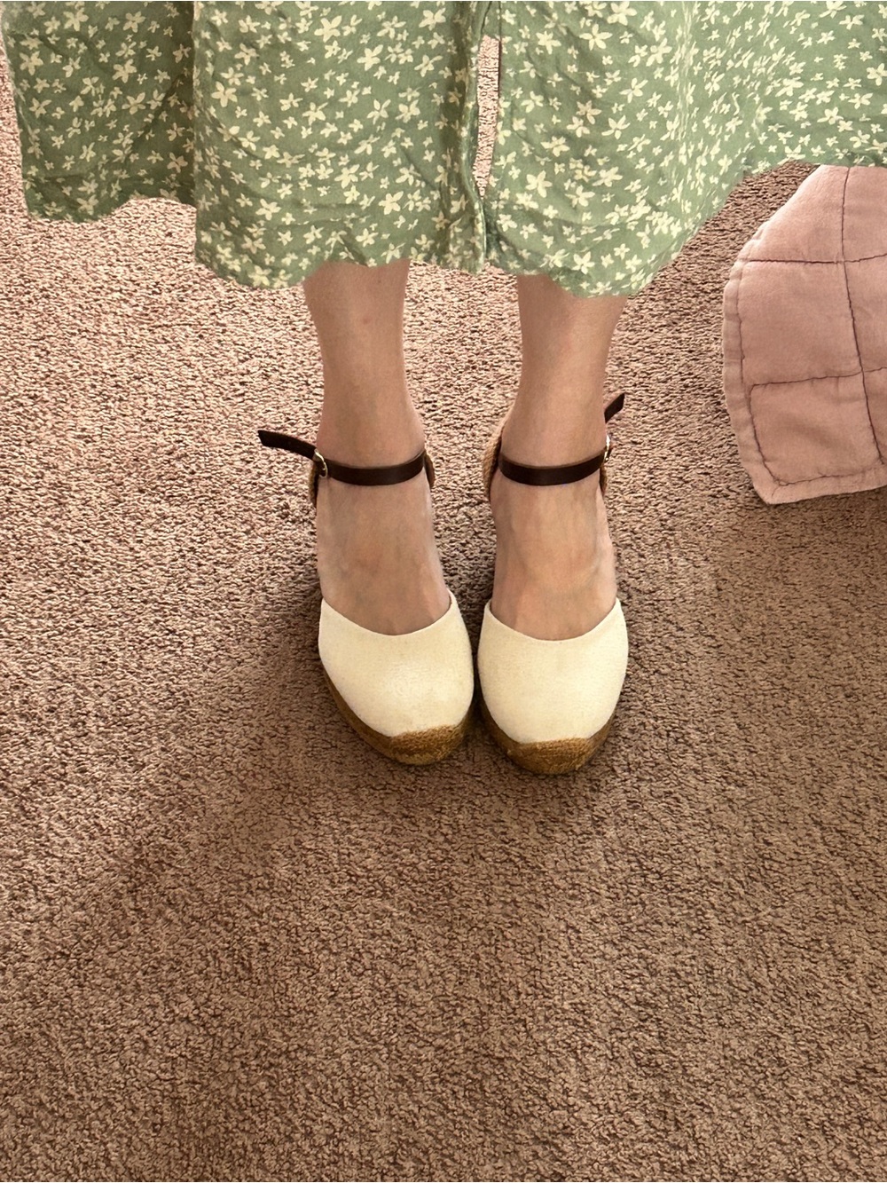 Sezane Canvas Espadrille Wedge Sandals - Cream and Tan - Picture 12 of 13